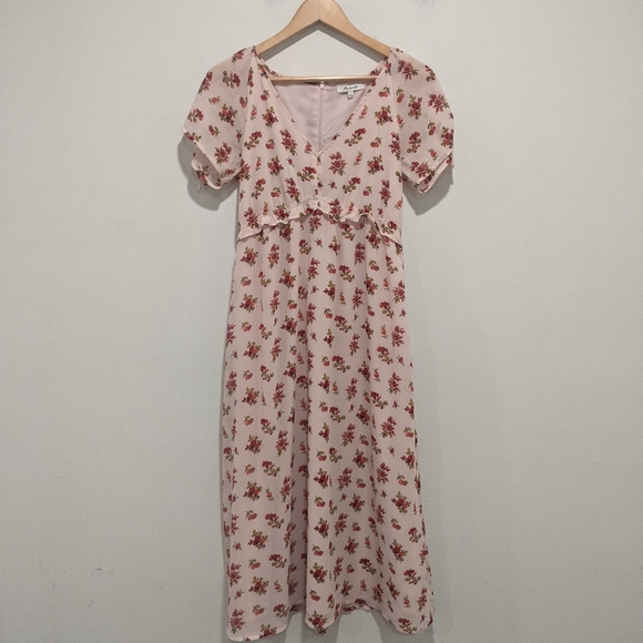 Madewell Tie-Sleeve Ruffle-Waist Midi Dress - Picture 4 of 14